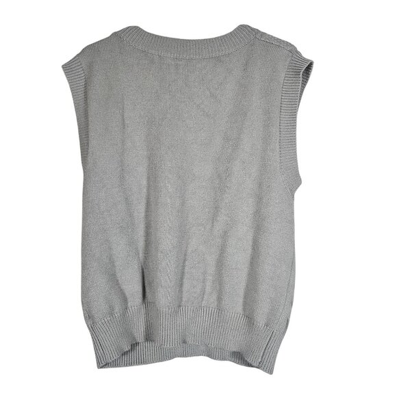 Gray Cable Knit Sweater Vest Women M Y2K Light Academia Preppy Layered Luxe - Picture 3 of 8